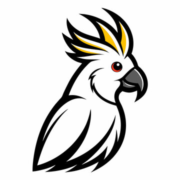 recommend clip art: Solid black outline Cockatoo animal vector  illustration