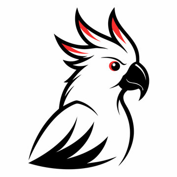 recommend clip art: Solid black outline Cockatoo animal vector  illustration
