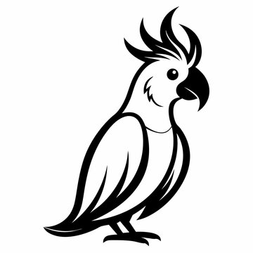 recommend clip art: Solid black outline Cockatoo animal vector  illustration