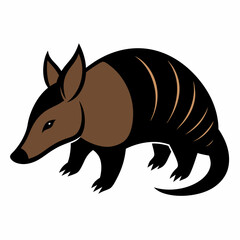 Solid black outline Giant Armadillo animal vector