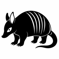 Solid black outline Giant Armadillo animal vector