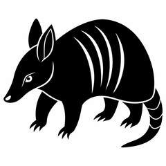 Solid black outline Giant Armadillo animal vector