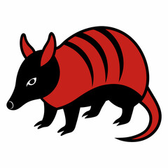 Solid black outline Giant Armadillo animal vector