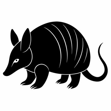 recommend clip art: Solid black outline Giant Armadillo animal vector