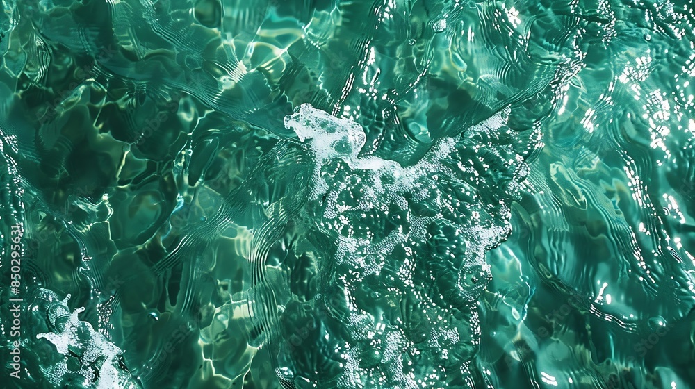 Aufkleber transparent dark green clear water surface texture with ripples splashes abstract nature background 