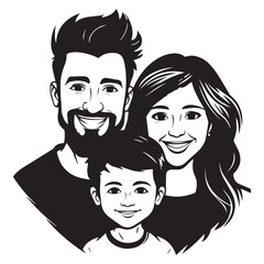 Simple flat family icon, black vector illustration on white background