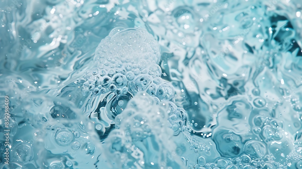 Aufkleber transparent blue clear water surface texture with ripples splashes and bubbles abstract nature backg