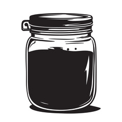 Simple flat jar icon, black vector illustration on white background