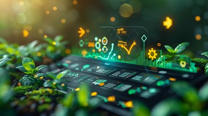 Eco-Friendly Business Growth Dashboard with Interactive Graphs and Vibrant Tech Visuals