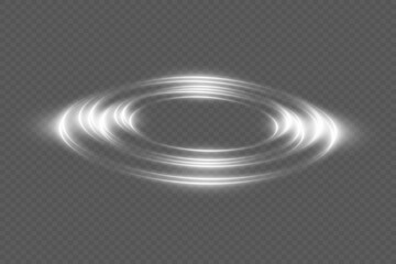 Light white effect. Glowing glare of a circle. On a transparent background.