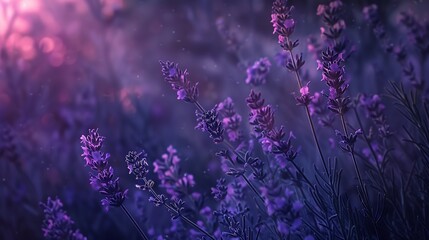Obraz premium lavender flowers in the garden abstract background : Generative AI