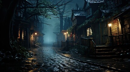 Shadowy alley with mysterious atmosphere