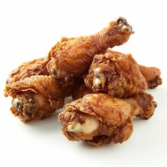 Crispy fried chicken on an isolated white background