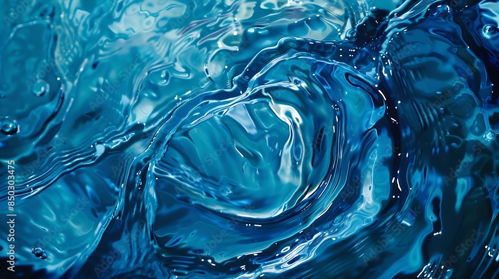 Aufkleber abstract blue color water wave pure natural swirl pattern texture background photography : generativ
