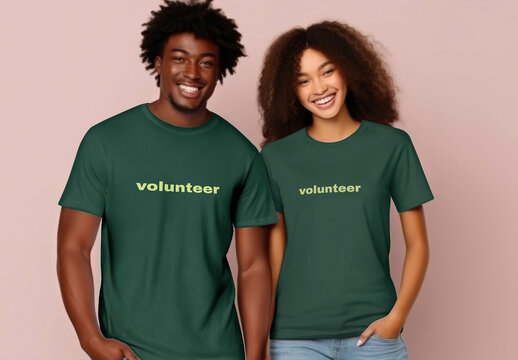 Couple Wearing Tshirt Mockup With Generative AI