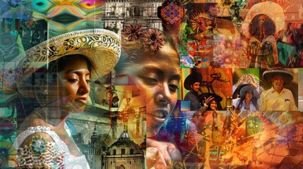 Memories and moments in vibrant Hispanic Heritage collage background