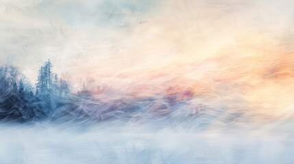 Ethereal winter mist and pastel colors create serene calmness background