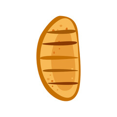 Sliced roasted toast bread isolated on white background. Piece of toasted bread. Close-up of toast. Top view. Doodle vector icon , for food design and logo.