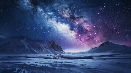 Fototapeta premium Cosmic winter night with celestial ribbons of light background