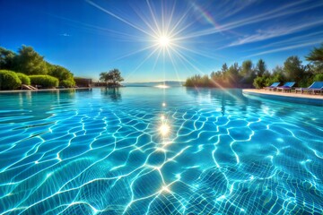 Fototapeta premium beautiful sea beach with sun reflections.summer holidays