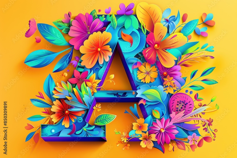 Fototapete a vibrant illustration of the letter a designed with intricate patterns and bright colors ideal for 