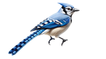 A Detailed Illustration of a Blue Jay Bird in Flight