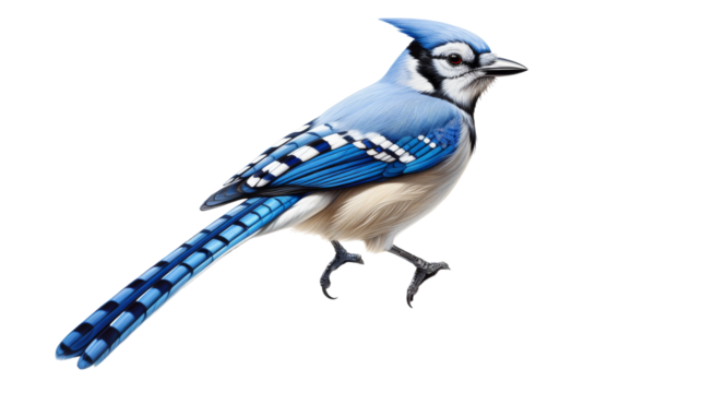 A Detailed Illustration of a Blue Jay Bird in Flight