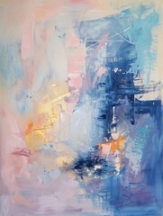 Naklejka premium Vibrant blue, pink, and gold abstract painting with captivating colors and textures. Evoking movement and depth, inviting exploration