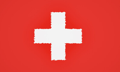 Switzerland flag abstract colored. Rough lines, painted style. Country, travel, tourism, government, nation, Swiss culture.