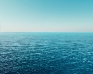 Obraz premium Soothing mediterranean seascape featuring calm blue ocean waters under serene open skies