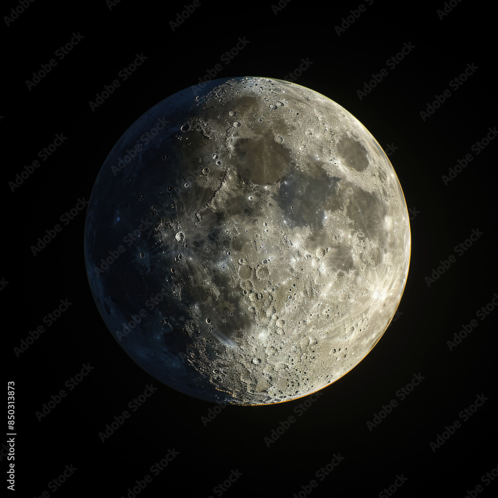 Wall mural high-resolution image of the moon in space with detailed craters and surface features, captured in s