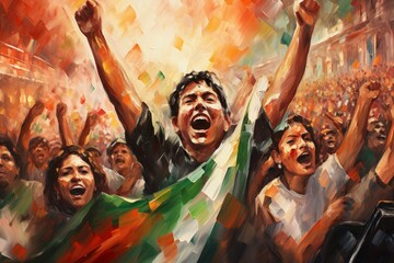 Fototapeta premium The roaring fans of Mexico - Generative AI