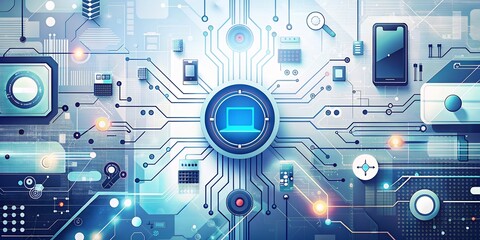 A vibrant and intricate digital illustration of a futuristic circuit board with glowing connections and components, representing advanced technology and innovation in electronics and computing.
