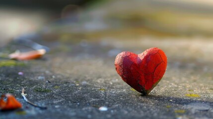 Fototapeta premium Red Heart Shaped Object on Ground