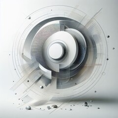 Abstract silver and gold glossy circles on a technological grey background design