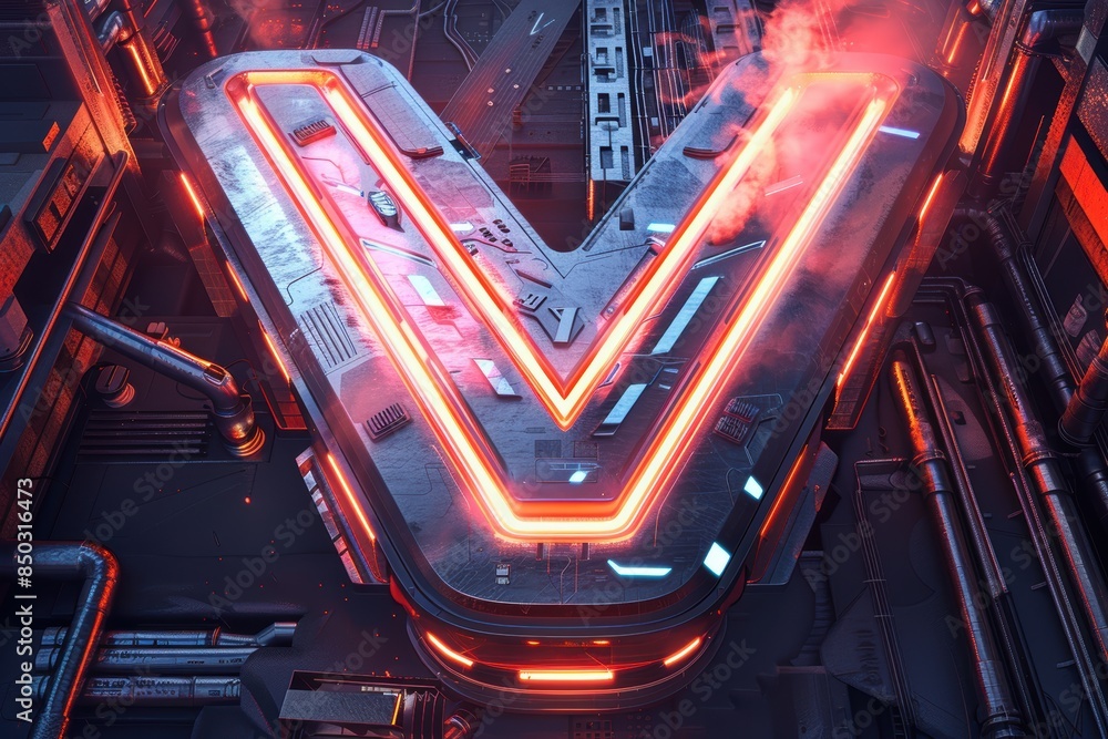 Fototapete a futuristic illustration of the letter v with sleek and metallic elements giving it a modern and hi