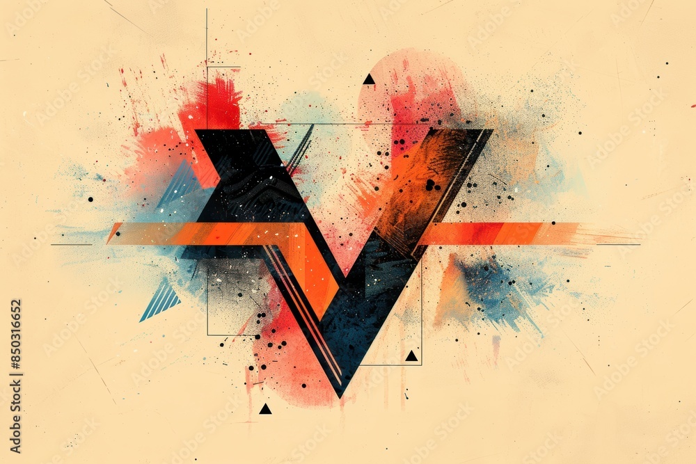 Fototapete an illustration of the letter v created using abstract shapes and forms resulting in a unique and ar