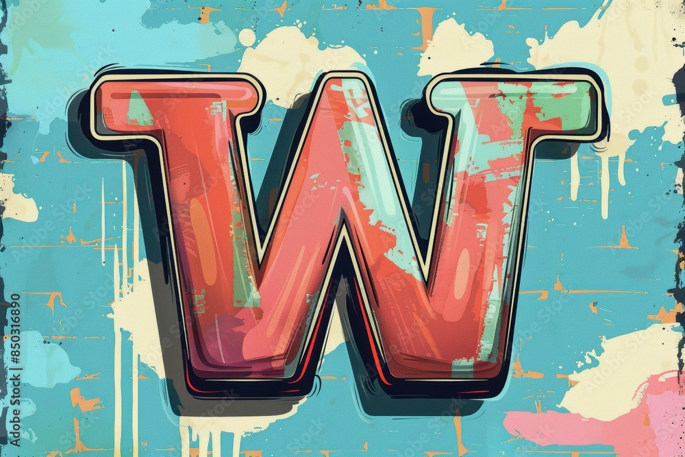 Fototapete a creative illustration of the letter w crafted with a blend of modern and vintage styles creating a