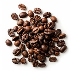Pile of Coffee Beans on White Background