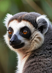 Obraz premium Stunning Cute Black And White Sifaka Lemur Scouting Thru The Forest 300 PPI High Resolution Image