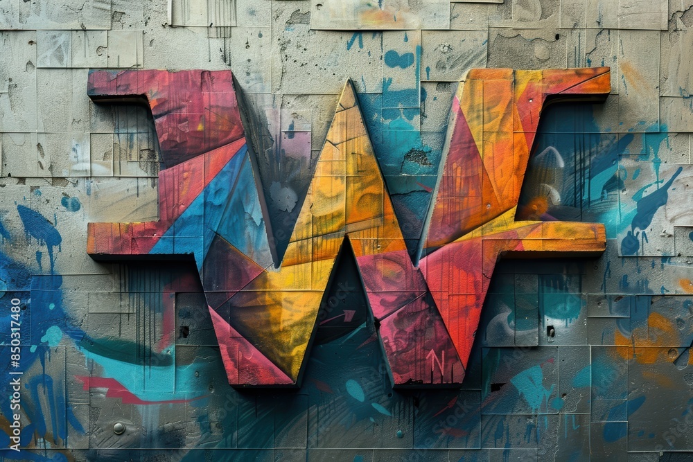 Fototapete a creative illustration of the letter w designed with a mix of textures and layers creating a rich a