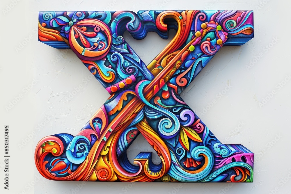 Fototapete an artistic illustration of the letter x creatively designed with intricate patterns and vibrant col