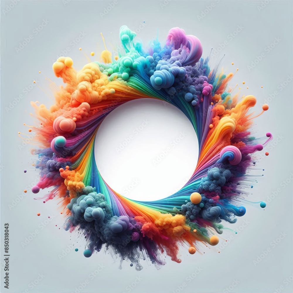 Poster abstract colorful background with a decorative circular frame for text design