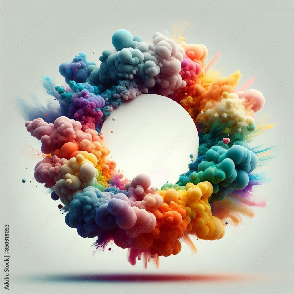 Poster abstract colorful background with a decorative circular frame for text design