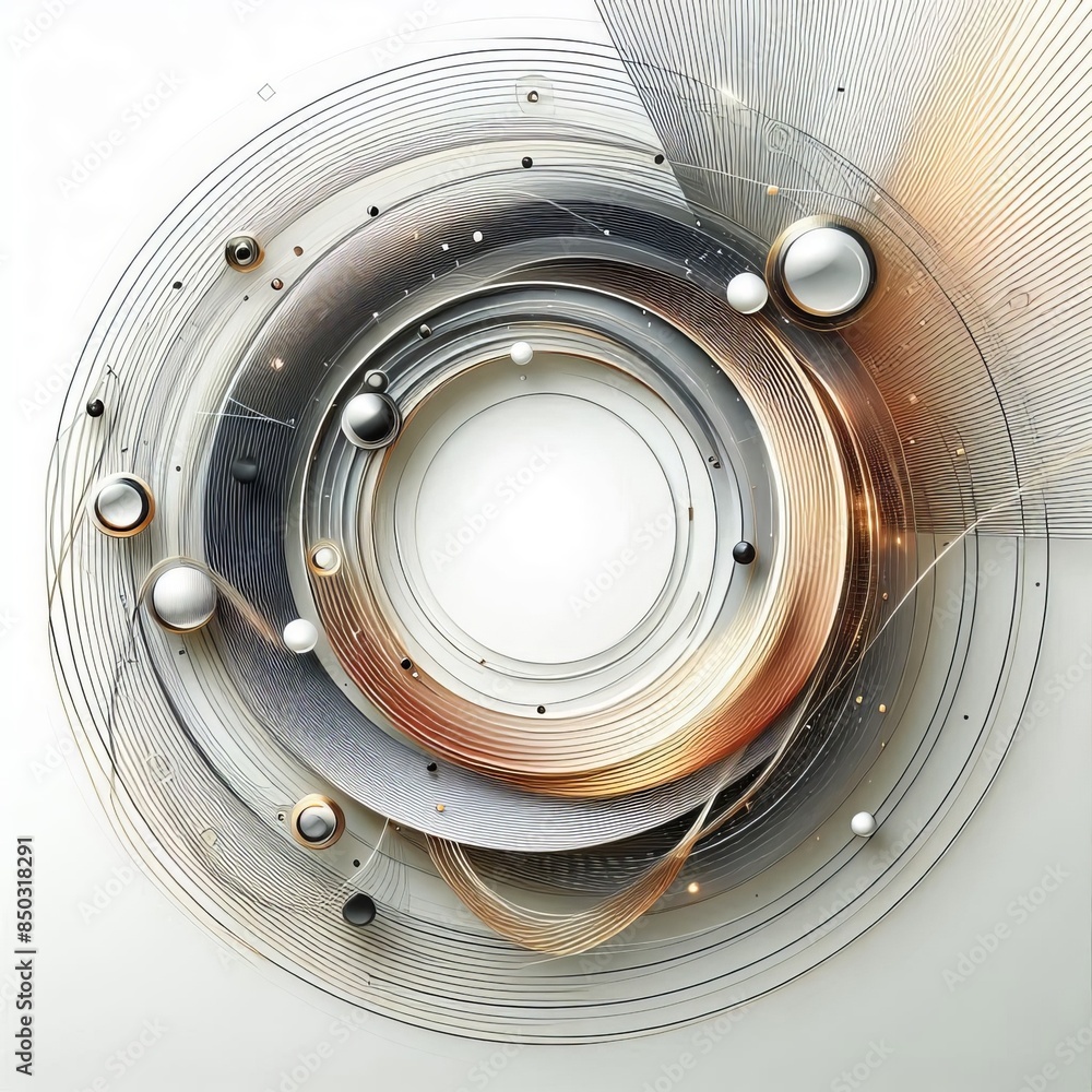 Poster abstract background with a metallic frame or circles for web design