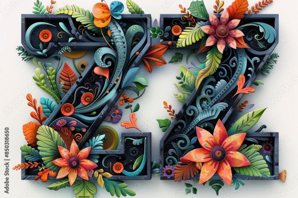 Fototapete an artistic illustration of the letter z beautifully crafted with intricate details and surrounded b