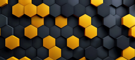 Bold Contrast: Black and Yellow Hexagonal Pattern Wallpaper