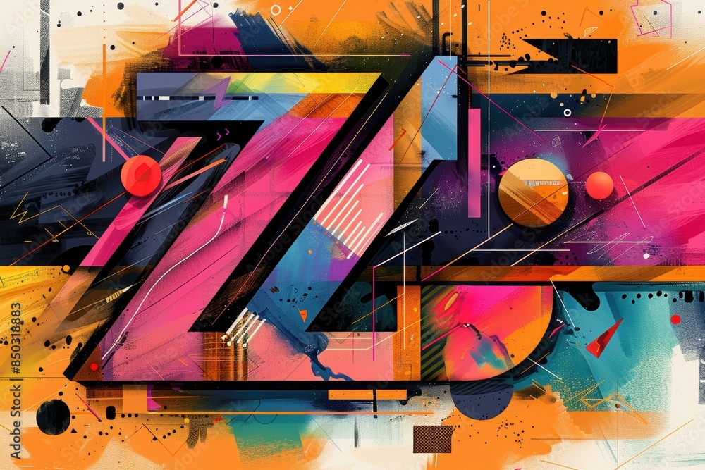 Fototapete a stylized illustration of the letter z featuring bold colors and dynamic shapes that give it a mode