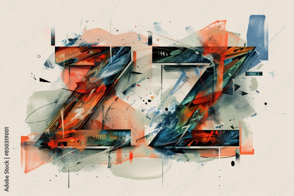 Fototapete an artistic illustration of the letter z created using a mix of techniques and styles to give it a u