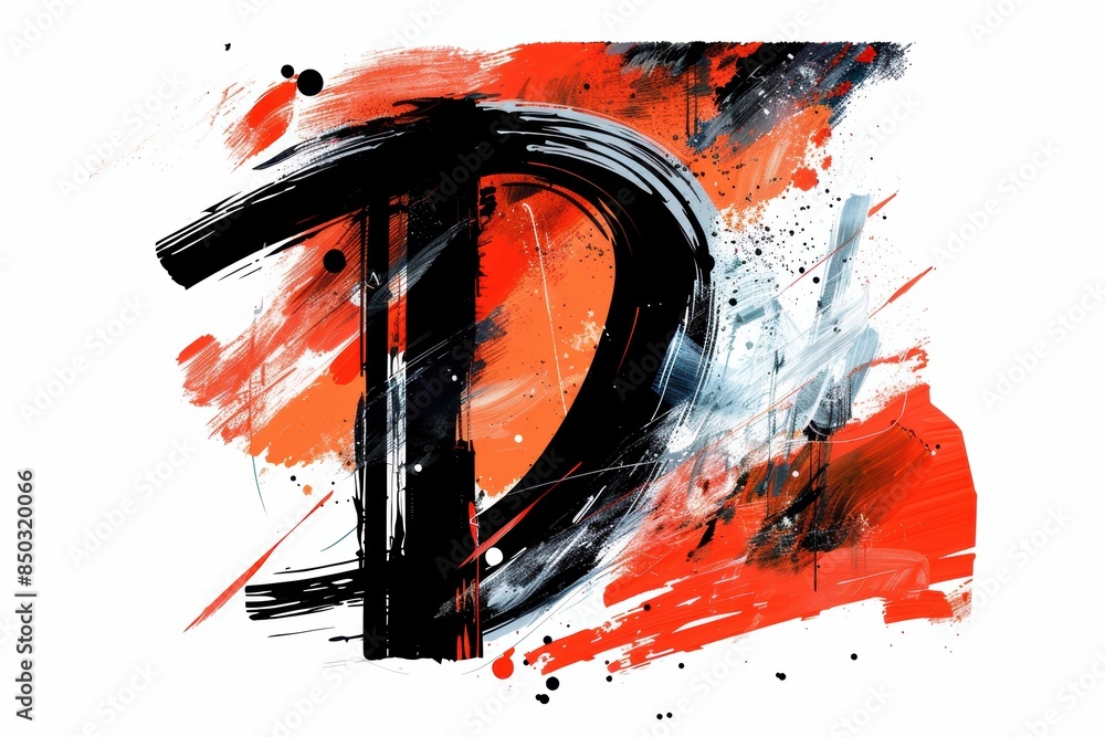 Fototapete an abstract and artistic illustration of the letter d with bold brushstrokes and dynamic shapes. per